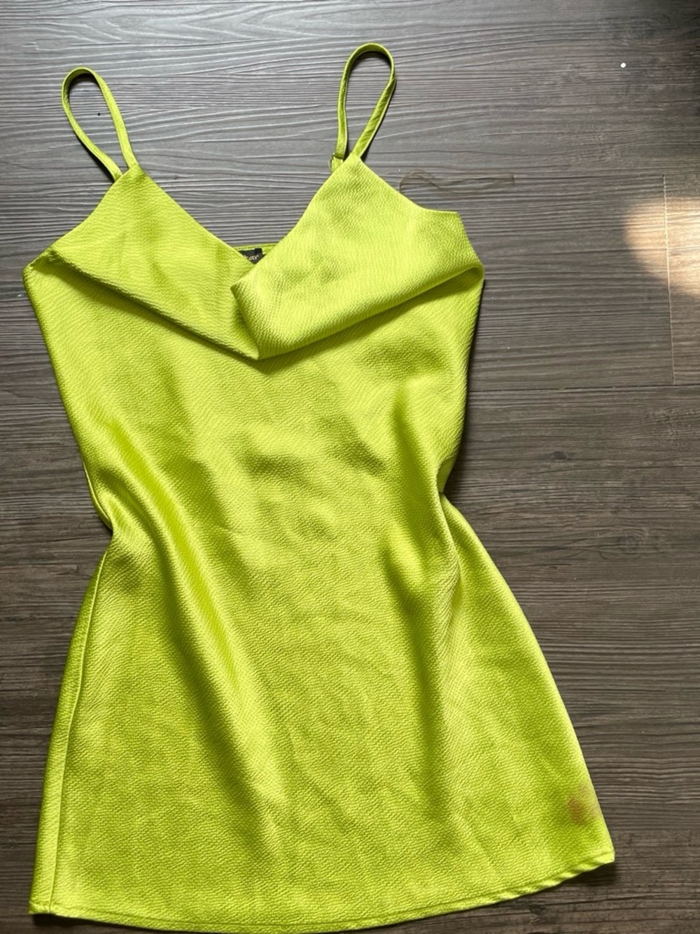Shinestar Neon Lime Spaghetti Strap Mini Dress